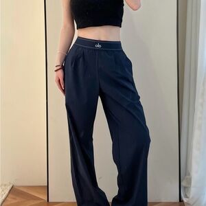 ALO Yoga Navy High-Rise Wide-Leg Pants